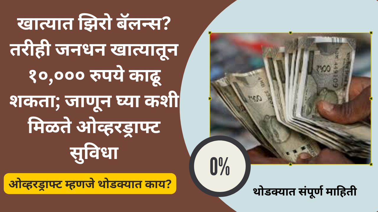 Bank overdraft facility Marathi: खात्यात झिरो बॅलन्स? तरीही जनधन खात्यातून १०,००० रुपये काढू शकता; जाणून घ्या कशी मिळते ओव्हरड्राफ्ट सुविधा