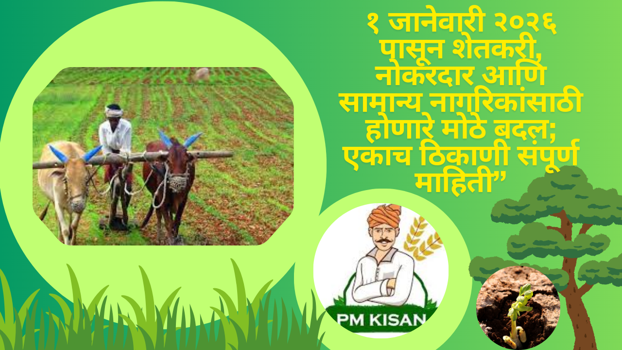 1-jan-2026-new-rules-marathi:१ जानेवारी २०२६ पासून शेतकरी, नोकरदार आणि सामान्य नागरिकांसाठी होणारे मोठे बदल